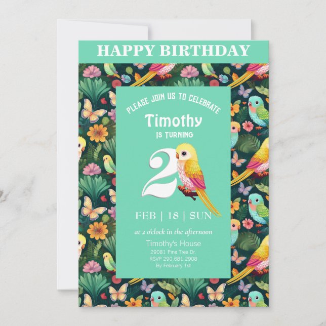 Invitación Fiesta de cumpleaños Squawk-tacular 2: Una invitac (Anverso)