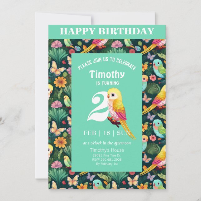 Invitación Fiesta de cumpleaños Squawk-tacular 2: Una invitac (Anverso)