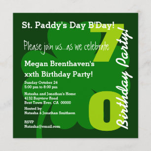 Invitación Fiesta de cumpleaños ST PATRICK Shamrock A03B