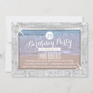 Invitación Fiesta de cumpleaños Starfish Beach con marco de m