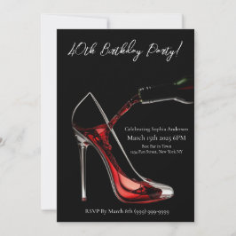 Invitación Fiesta de cumpleaños-Stiletto con vino