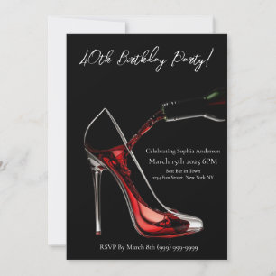 Invitación Fiesta de cumpleaños-Stiletto con vino