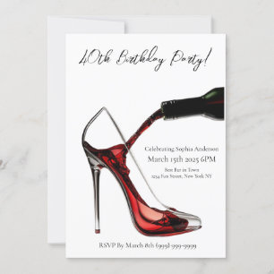 Invitación Fiesta de cumpleaños-Stiletto con vino