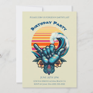 Invitación Fiesta de Cumpleaños- Surfeando una Ola Grande- Sí