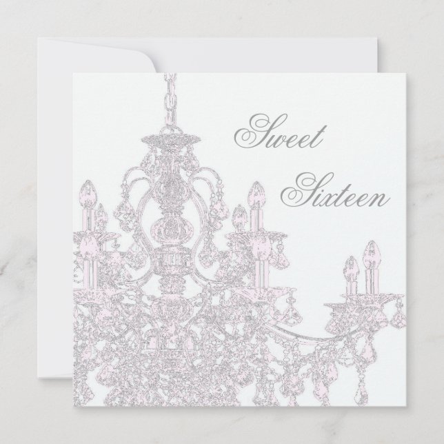 Invitación Fiesta de cumpleaños Sweet 16 con candelabro rosa (Anverso)