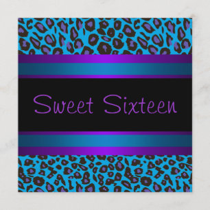 Invitación Fiesta de cumpleaños Sweet 16 con estampado de leo