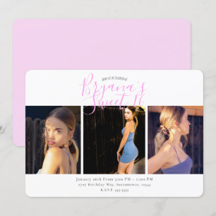 Invitación Fiesta de cumpleaños Sweet 16 con foto minimalista