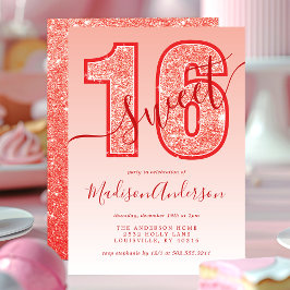 Invitación Fiesta de Cumpleaños Sweet 16 con Letra Brillante