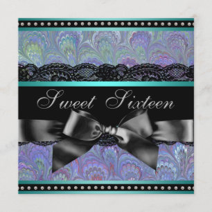 Invitación Fiesta de Cumpleaños Sweet 16 con Morado y Azul Tu