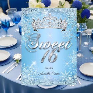 Invitación Fiesta de Cumpleaños Sweet 16 Copo de Nieve Azul d