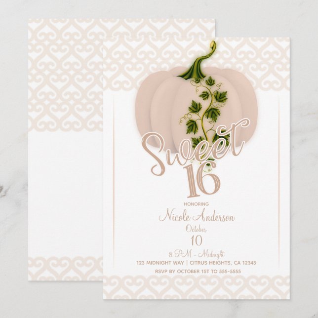 Invitación Fiesta de Cumpleaños Sweet 16 Corazones Rosa Mate  (Anverso / Reverso)