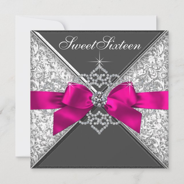 Invitación Fiesta de cumpleaños Sweet 16 de Diamantes Blancos (Anverso)