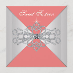 Invitación Fiesta de cumpleaños Sweet 16 de diamantes de cora