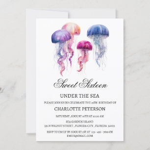 Invitación Fiesta de Cumpleaños Sweet 16 de Medusas Bajo El M