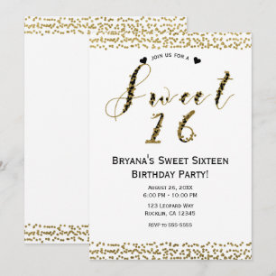 Invitación Fiesta de Cumpleaños Sweet 16 de Oro Blanco y Chic