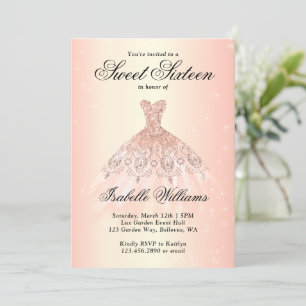 Invitación Fiesta de cumpleaños Sweet 16 de oro rosa elegante