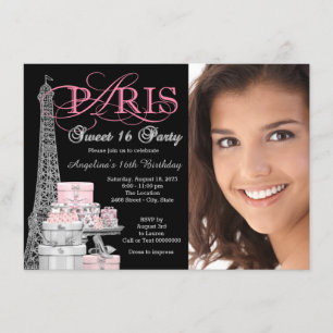Invitación Fiesta de cumpleaños Sweet 16 de París Rosa
