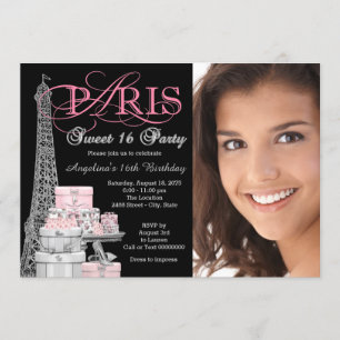 Invitación Fiesta de cumpleaños Sweet 16 de París Rosa