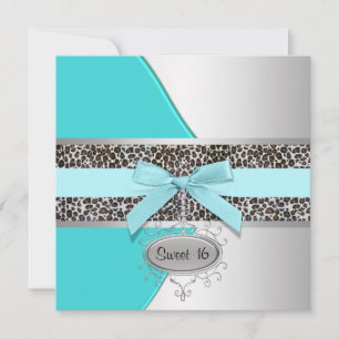 Invitación Fiesta de cumpleaños Sweet 16 del leopardo turques