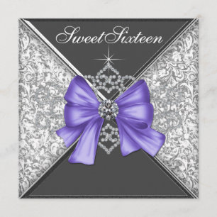 Invitación Fiesta de cumpleaños Sweet 16 Diamantes Morados y