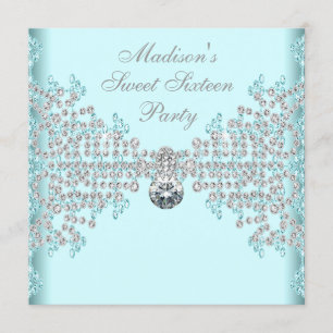 Invitación Fiesta de Cumpleaños Sweet 16 Diamantes Plateados
