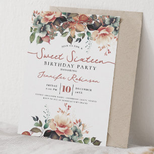 Invitación Fiesta de Cumpleaños Sweet 16 Floral Boho Femenina