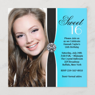 Invitación Fiesta de Cumpleaños Sweet 16 Foto Negro Blanco Ve