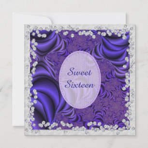 Invitación Fiesta de cumpleaños Sweet 16 Lila Lujoso y Diaman