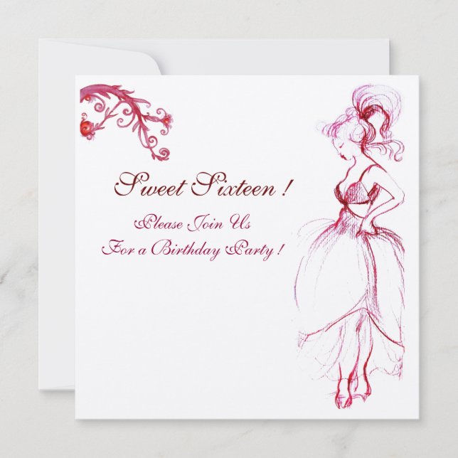 Invitación FIESTA DE CUMPLEAÑOS SWEET 16 MONOGRAMA Remolinos  (Anverso)