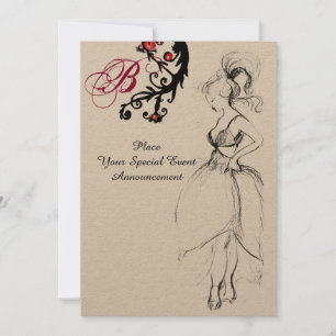 Invitación FIESTA DE CUMPLEAÑOS SWEET 16 MONOGRAMA Remolinos 