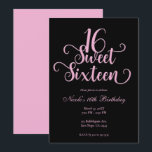 Invitación Fiesta de Cumpleaños Sweet 16 Negro y Rosado Bubbl<br><div class="desc">Personalice para su evento.</div>