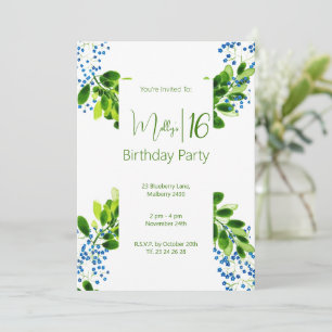 Invitación Fiesta de cumpleaños Sweet 16 No me olvides