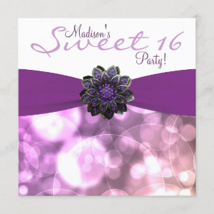 Invitación Fiesta de cumpleaños Sweet 16 púrpura