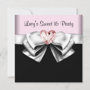 Invitación Fiesta de cumpleaños Sweet 16 rosa negro