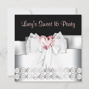 Invitación Fiesta de cumpleaños Sweet 16 rosa negro