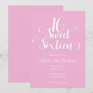 Invitación Fiesta de Cumpleaños Sweet 16 Rosado y Blanco Burb