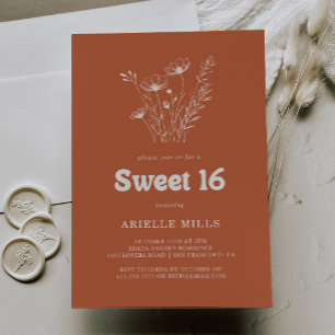 Invitación Fiesta de cumpleaños Sweet 16 Terracotta Wildflowe