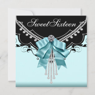 Invitación Fiesta de cumpleaños Sweet Sixteen azul turquesa n