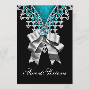 Invitación Fiesta de cumpleaños Sweet Sixteen azul turquesa n