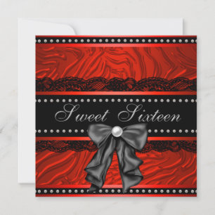 Invitación Fiesta de cumpleaños Sweet Sixteen cebra roja