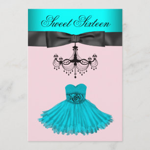 Invitación Fiesta de cumpleaños Sweet Sixteen con candelabro 