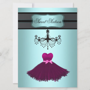 Invitación Fiesta de cumpleaños Sweet Sixteen con candelabro