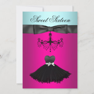 Invitación Fiesta de cumpleaños Sweet Sixteen con candelabro 