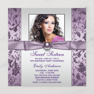 Invitación Fiesta de Cumpleaños Sweet Sixteen con Foto de Dam
