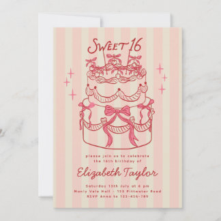 Invitación Fiesta de cumpleaños Sweet Sixteen de cereza