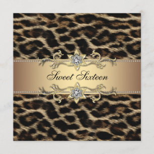 Invitación Fiesta de Cumpleaños Sweet Sixteen de Leopardo
