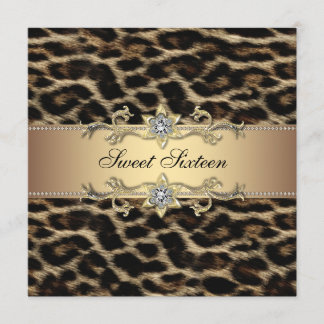 Invitación Fiesta de Cumpleaños Sweet Sixteen de Leopardo