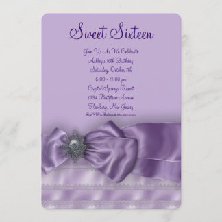 Invitación Fiesta de Cumpleaños Sweet Sixteen de Seda Púrpura