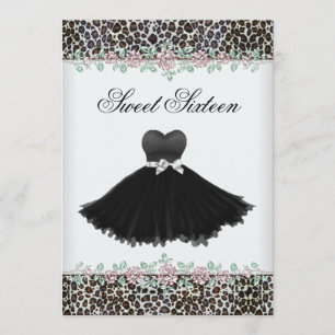 Invitación Fiesta de cumpleaños Sweet Sixteen Rosa Rosa Leopa