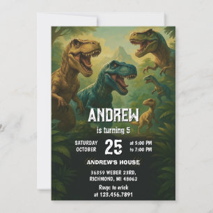 Invitación Fiesta de cumpleaños T-Rex de dinosaurio personal